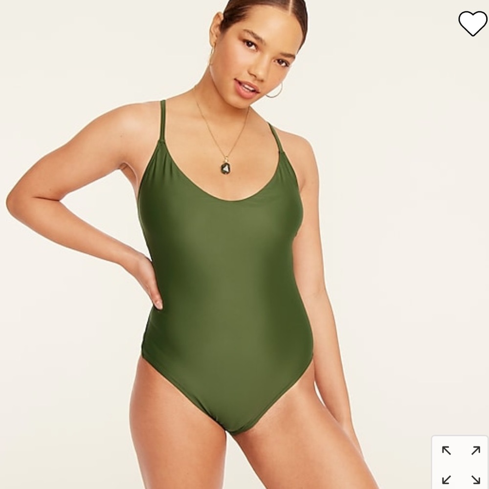 J. Crew Playa scoopneck one piece olive green bathing suit
